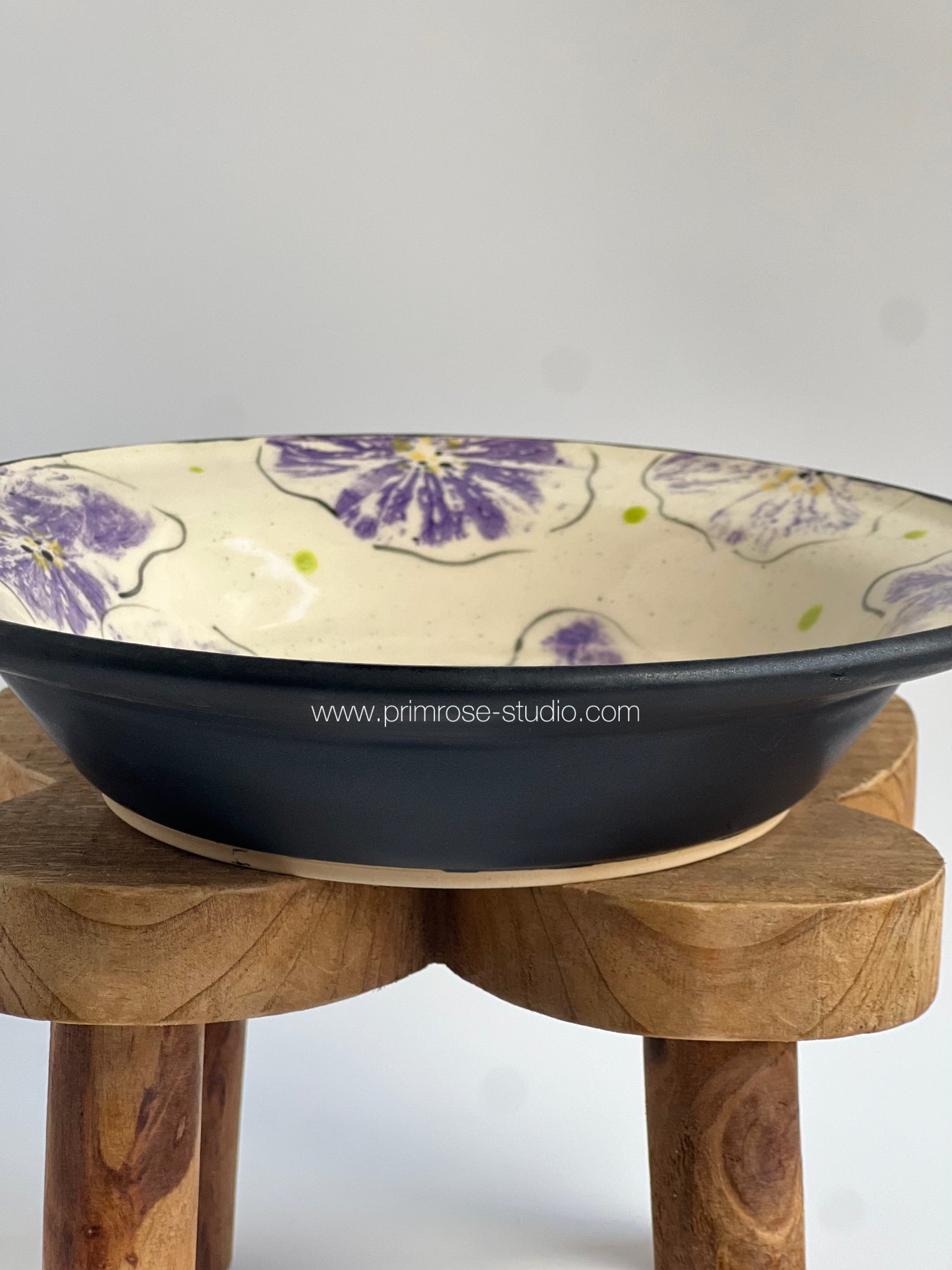 Ceramic Pasta / Serving Dish / Fruit Bowl (Purple Florals)