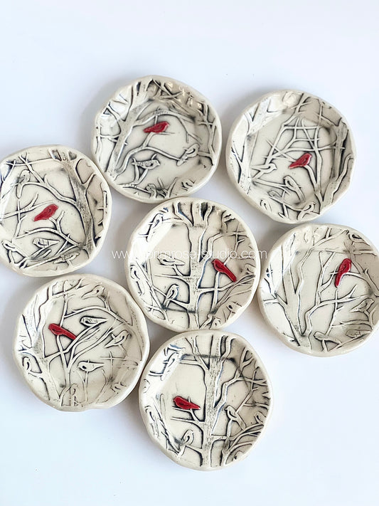 Ceramic Trinket / Ring Dish (Red Bird)