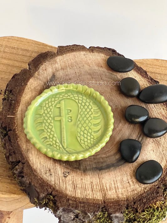 Ceramic Dragon Trinket / Ring Dish (Wasabi)