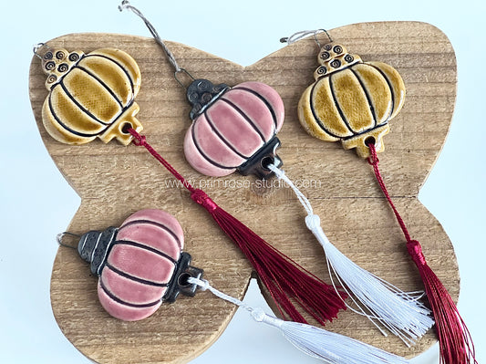 Ceramic Lunar New Year Ornaments (Fan and Lantern Variety)