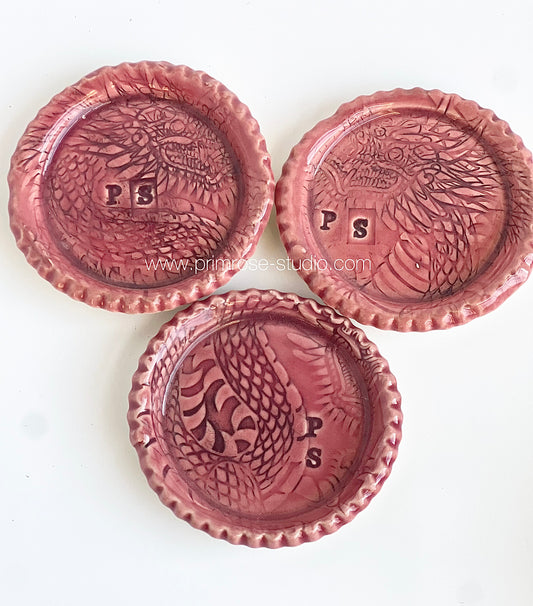 Ceramic Dragon Trinket / Ring Dish (Cherry)