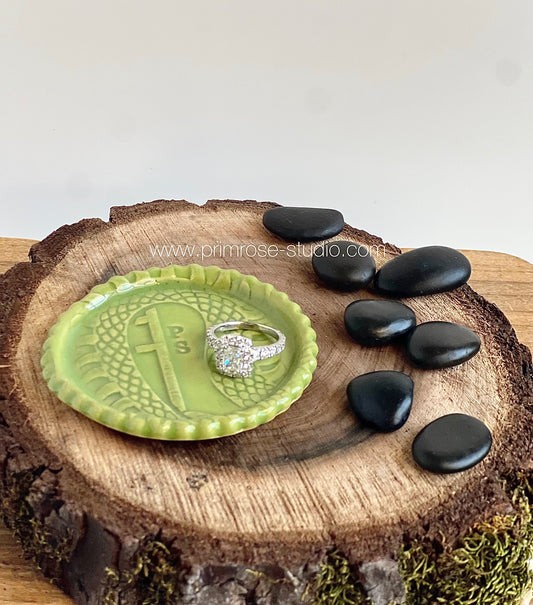 Ceramic Dragon Trinket / Ring Dish (Wasabi)