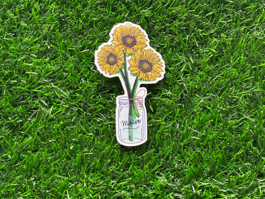 Sunflower Mason Jar Vinyl Sticker