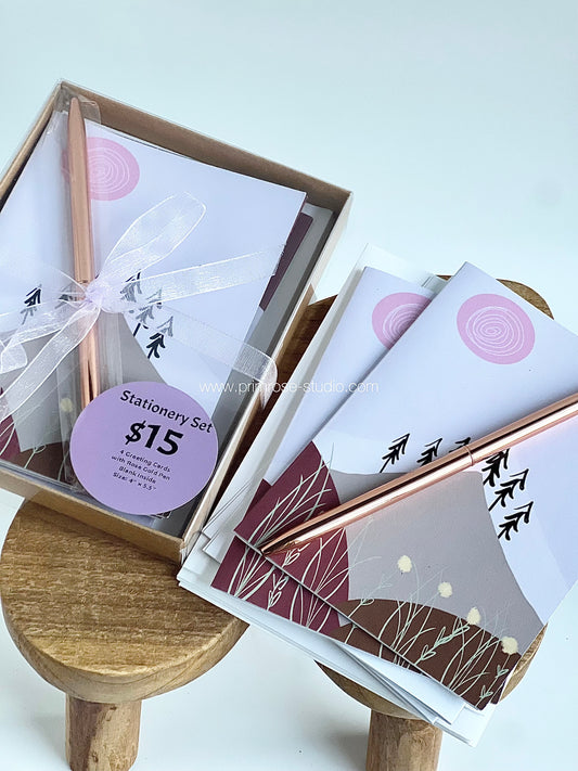 "Mountain of Strength" Stationery Gift Set Bundle (with Rose Gold Ballpoint Pen Freebie)