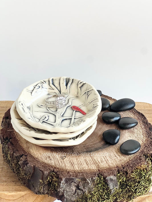 Ceramic Trinket / Ring Dish (Red Bird)