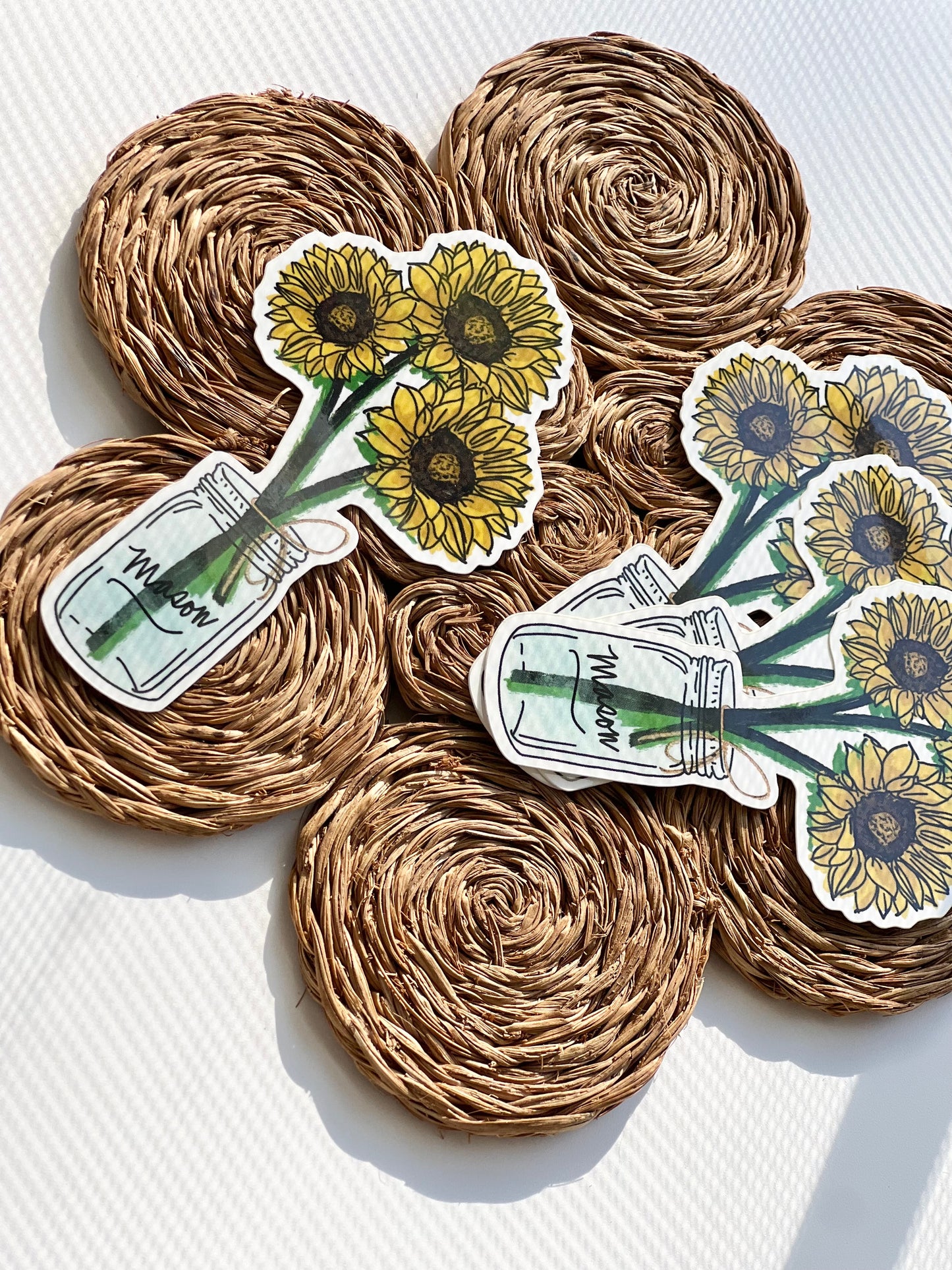 Sunflower Mason Jar Vinyl Sticker