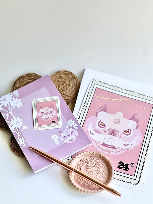 Dragon Stationery Gift Set Bundle (with Rose Gold Ballpoint Pen Freebie)