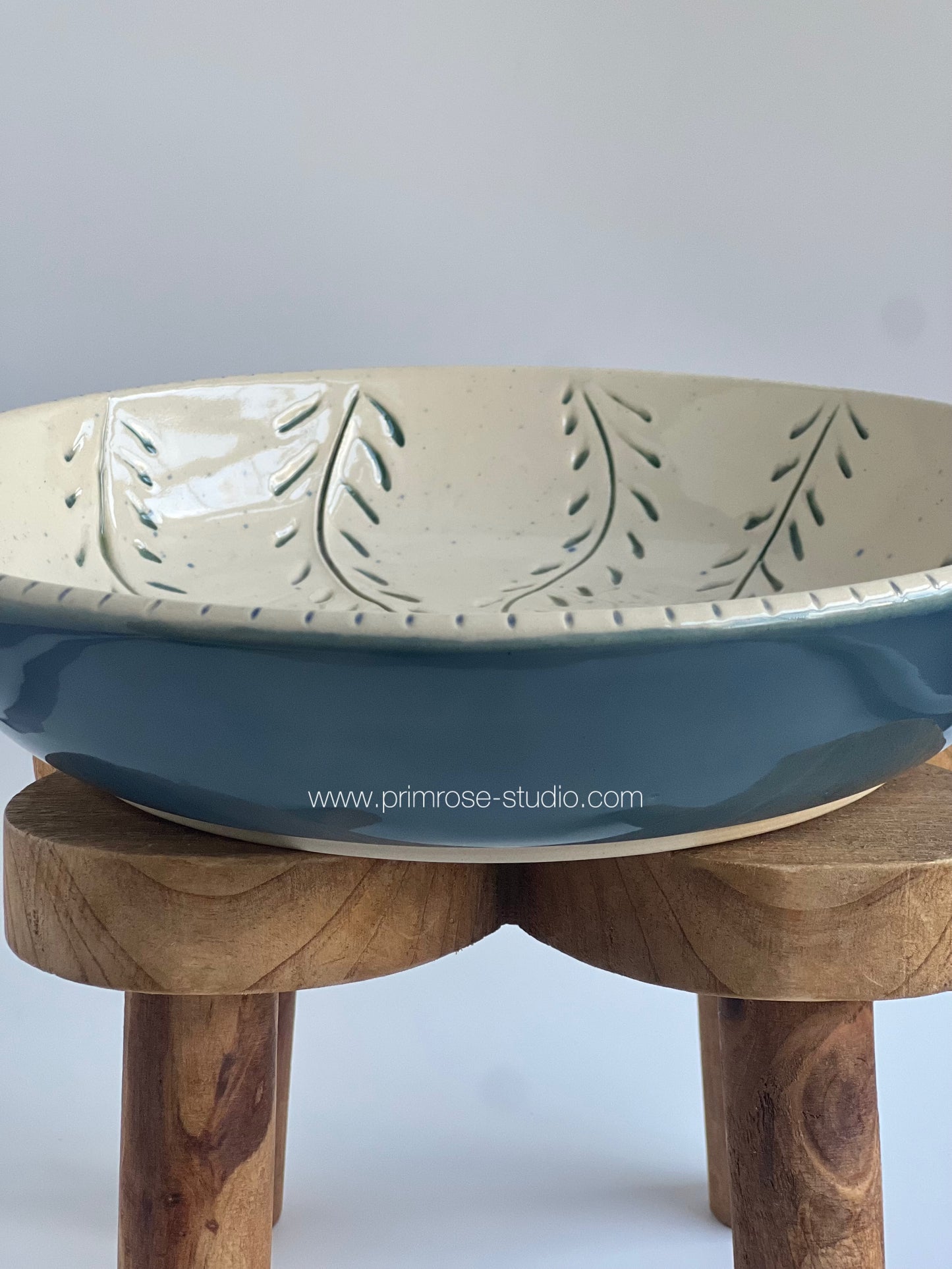 Ceramic Fruit, Pasta Bowl with Vine Carvings