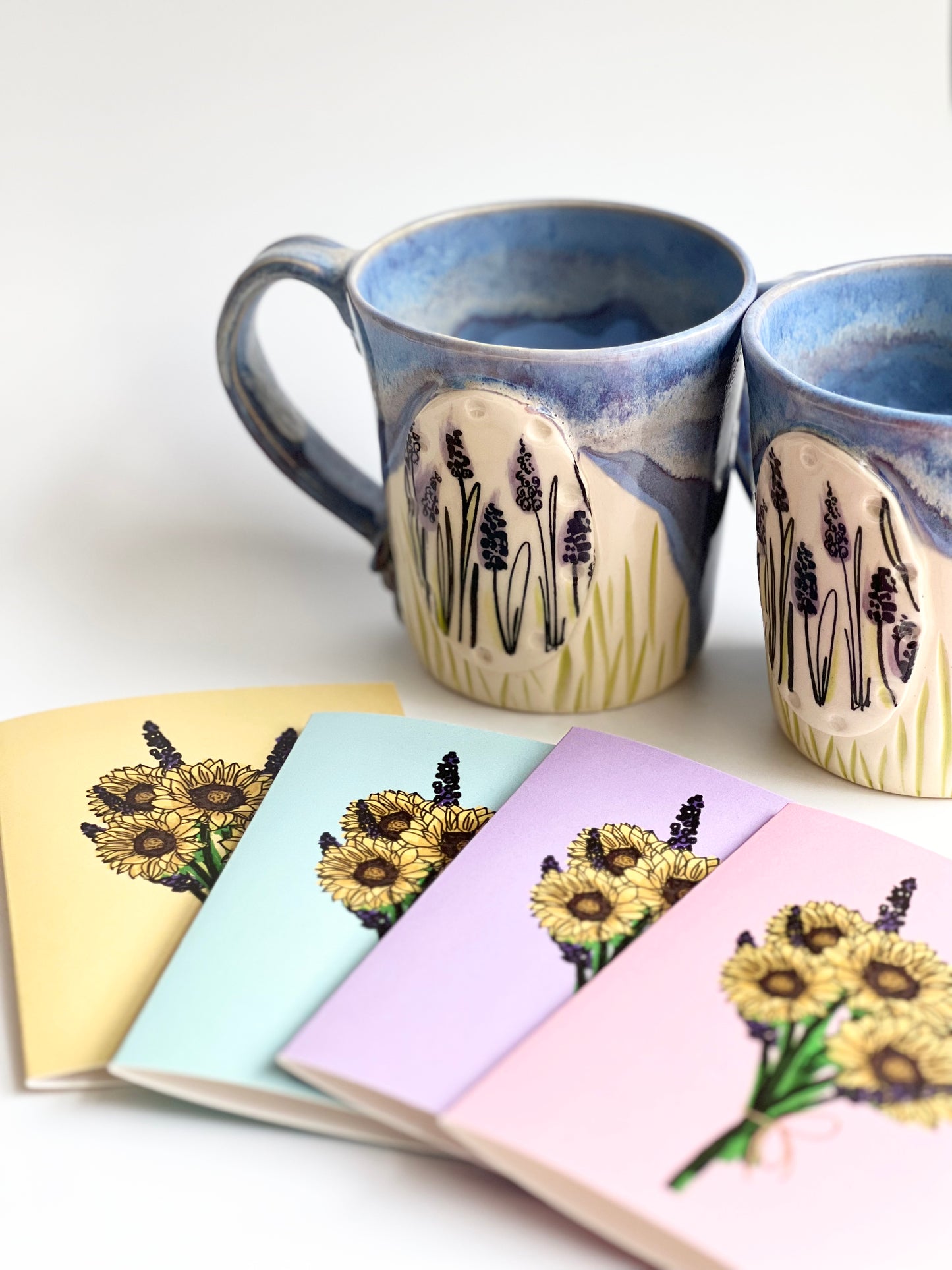 Sunflower Lavender Bouquet Greeting Card (Variety of Colors)