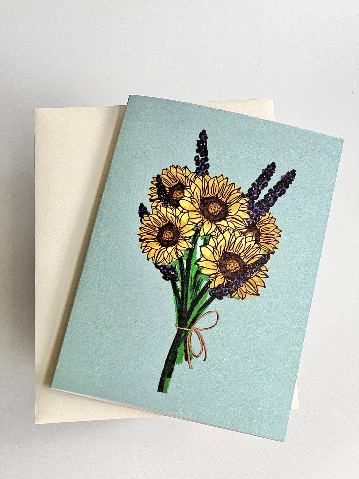 Sunflower Lavender Bouquet Greeting Card (Variety of Colors)