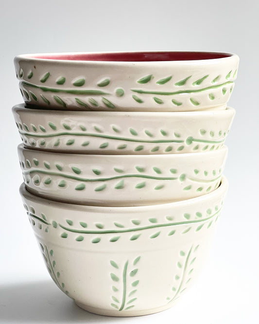 Ceramic Carved Snack Bowls (Variety of Colors)