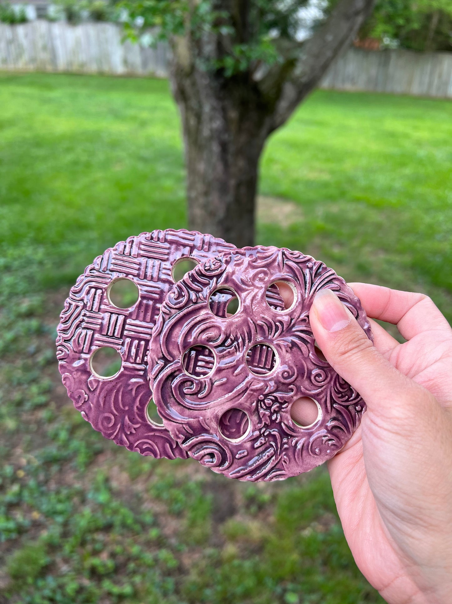 Ceramic Flower Frog (Mulberry)