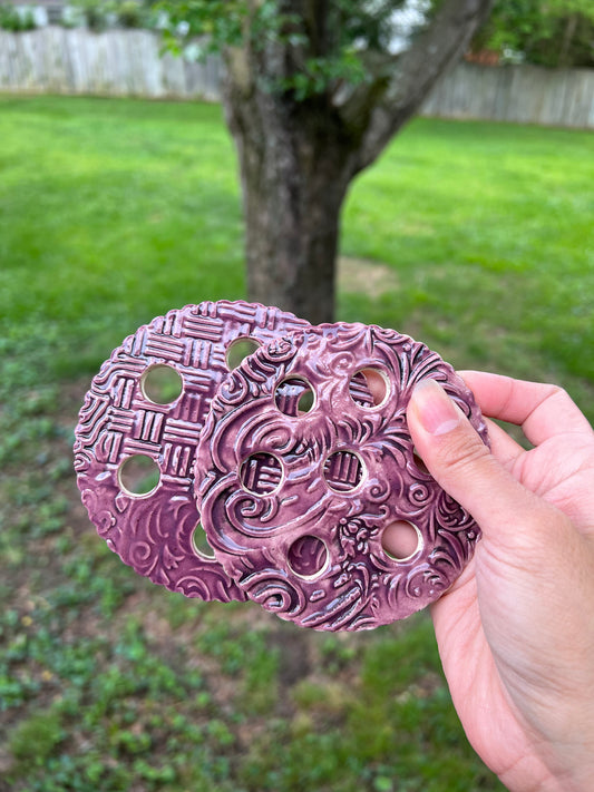 Ceramic Flower Frog (Mulberry)