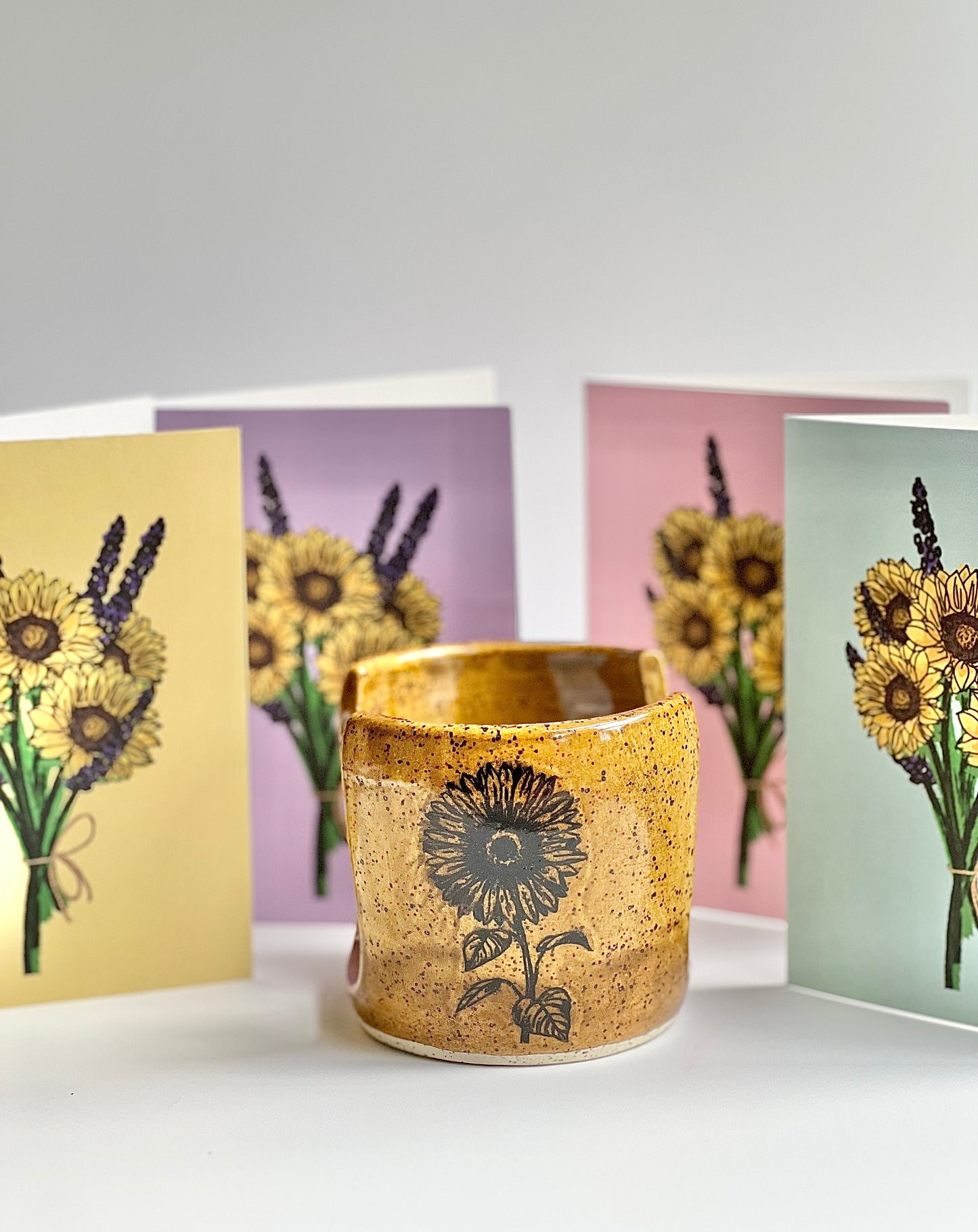 Sunflower Lavender Bouquet Greeting Card (Variety of Colors)