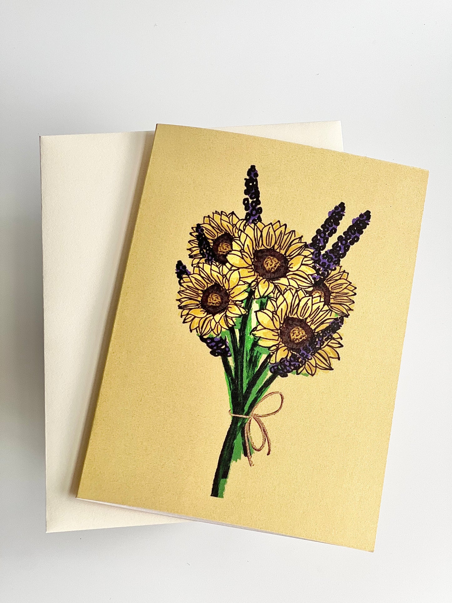 Sunflower Lavender Bouquet Greeting Card (Variety of Colors)