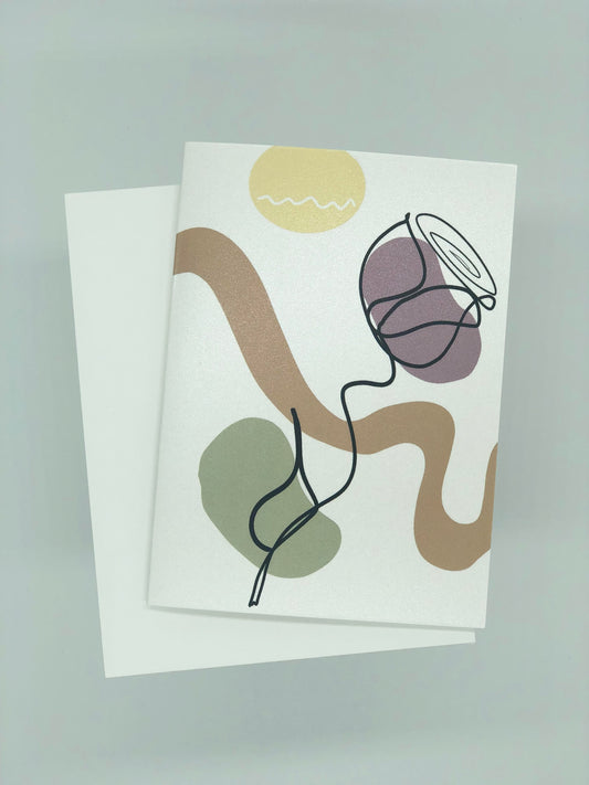 Single Stem Rose Line Greeting Card