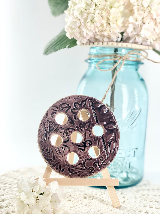 Ceramic Flower Frog (Mulberry)