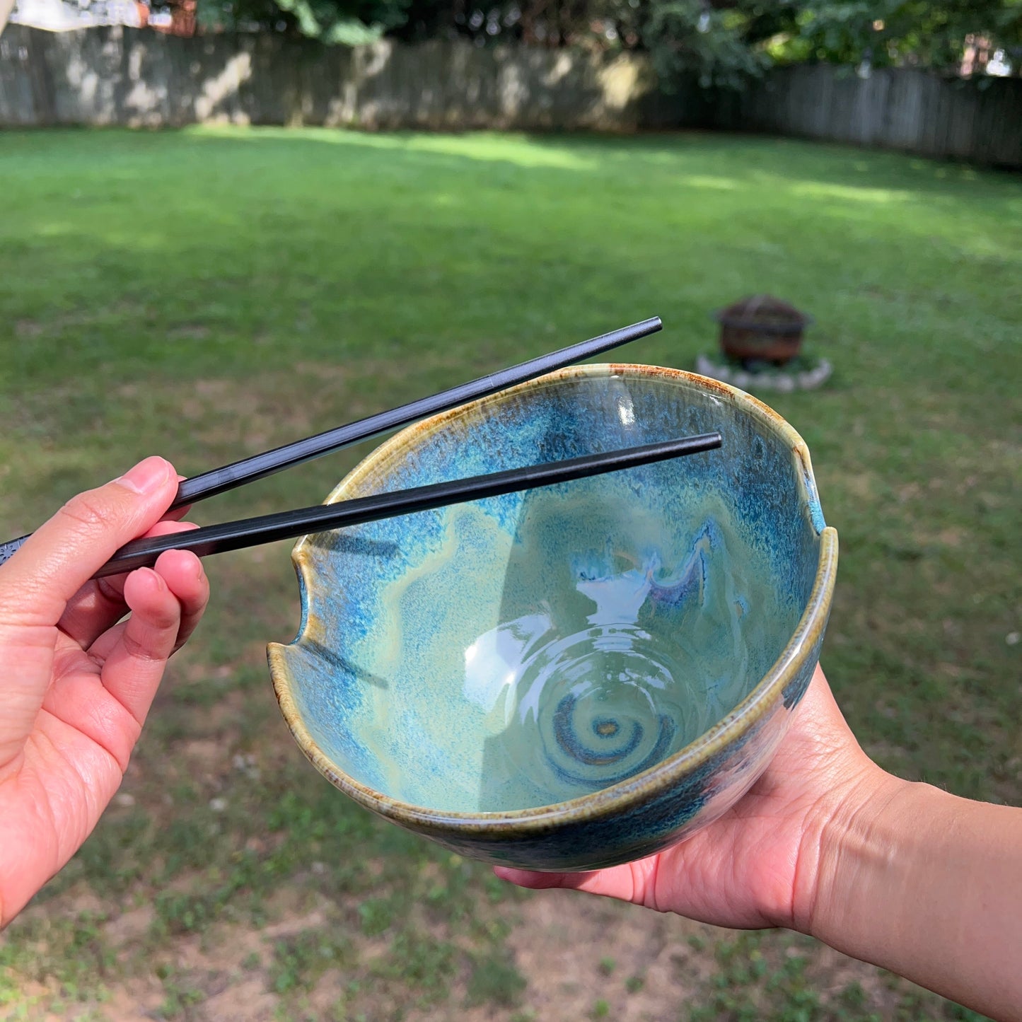 Ceramic Ramen Bowl, Noodle Bowl, Pho Bowl, Soup Bowl (with Chopsticks)