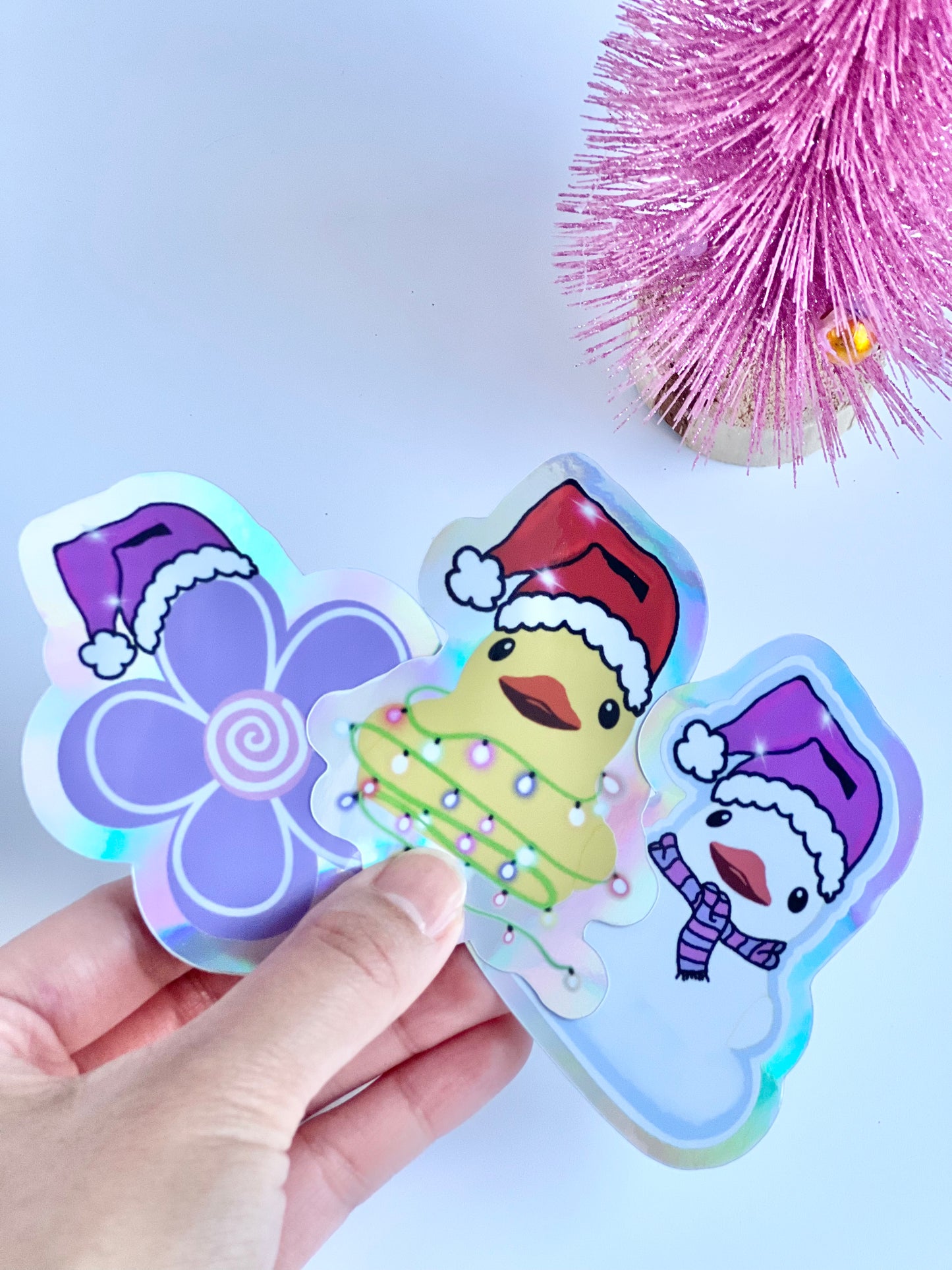 Holiday Duck Holographic Sticker