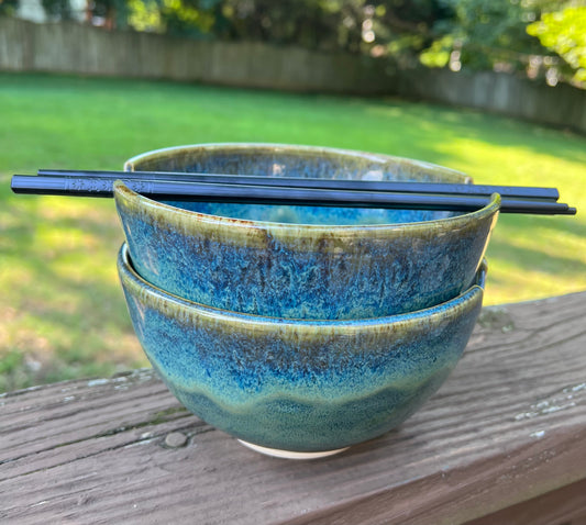 Ceramic Ramen Bowl, Noodle Bowl, Pho Bowl, Soup Bowl (with Chopsticks)
