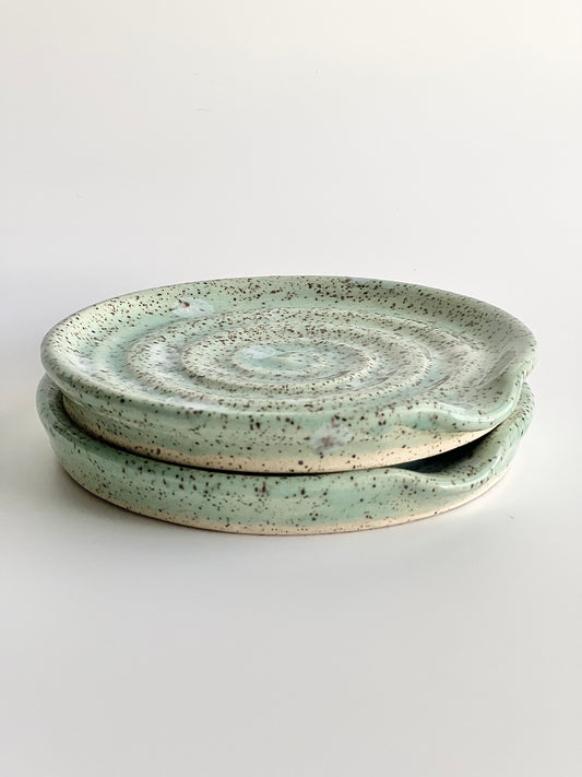 Ceramic Spoon Rest (Celadon Bloom)