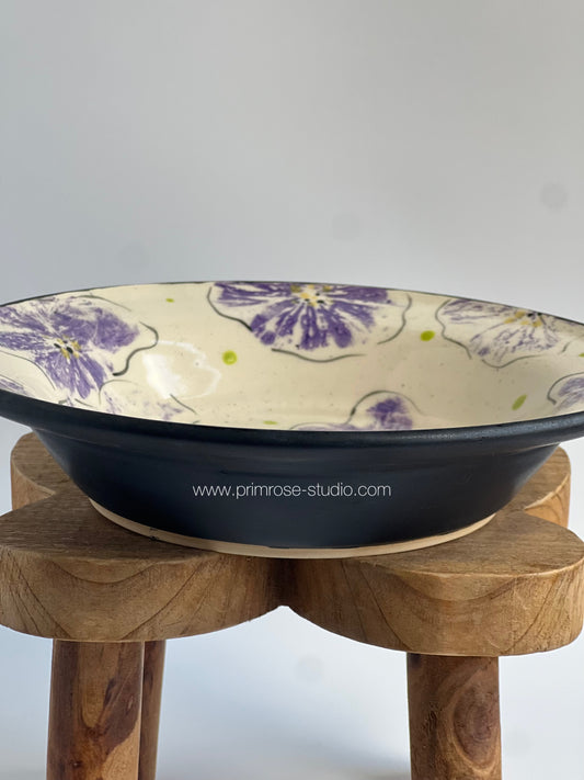 Ceramic Pasta / Serving Dish / Fruit Bowl (Purple Florals)