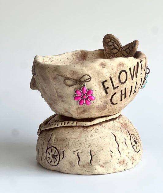 Ceramic "Flower Child" Planter, Dish, Holder