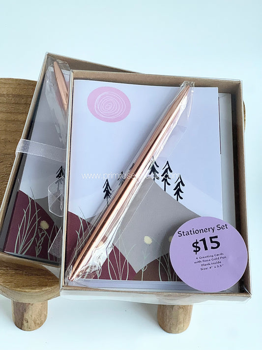 "Mountain of Strength" Stationery Gift Set Bundle (with Rose Gold Ballpoint Pen Freebie)