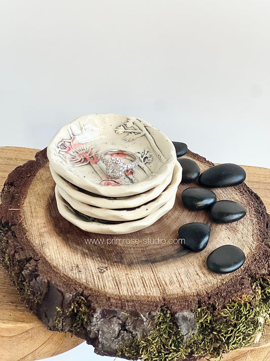 Ceramic Trinket / Ring Dish (Poppies)