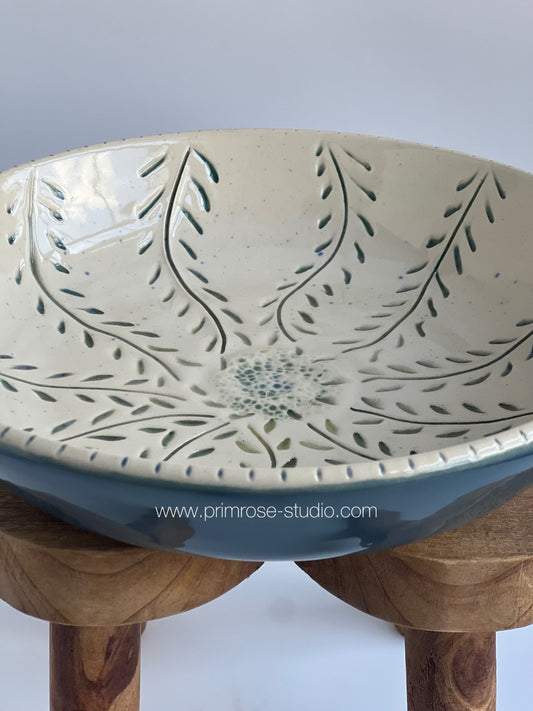 Ceramic Fruit, Pasta Bowl with Vine Carvings