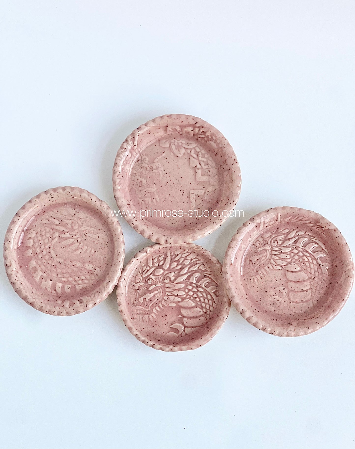 Ceramic Dragon Trinket / Ring Dish (Cherry Blossom)