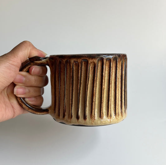Ceramic Carved Caramel Mug