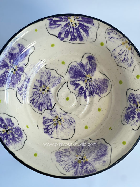 Ceramic Pasta / Serving Dish / Fruit Bowl (Purple Florals)