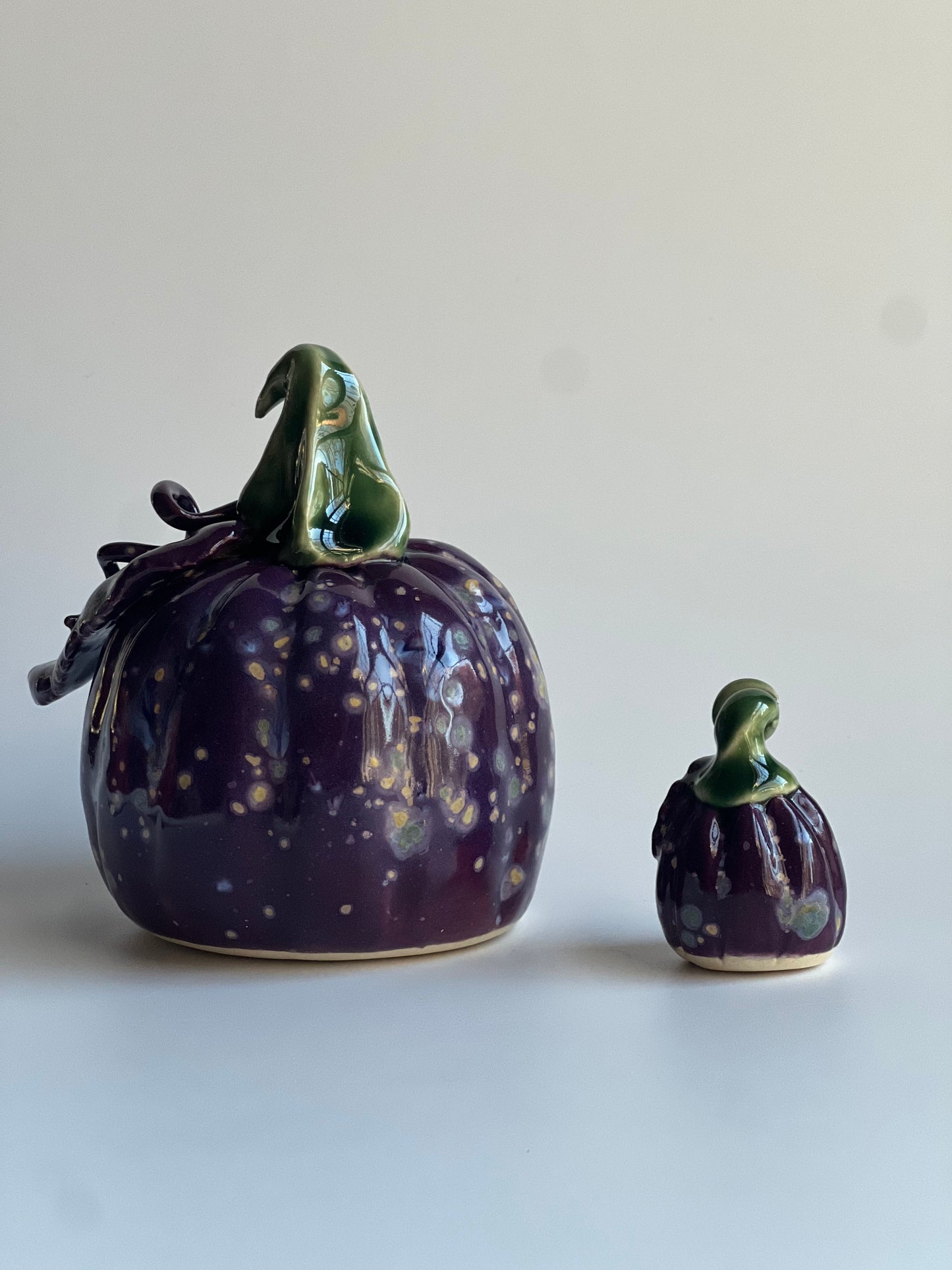 Ceramic Decorative Pumpkin (Passion Flower + Dark Green) *Plus Free Mini*
