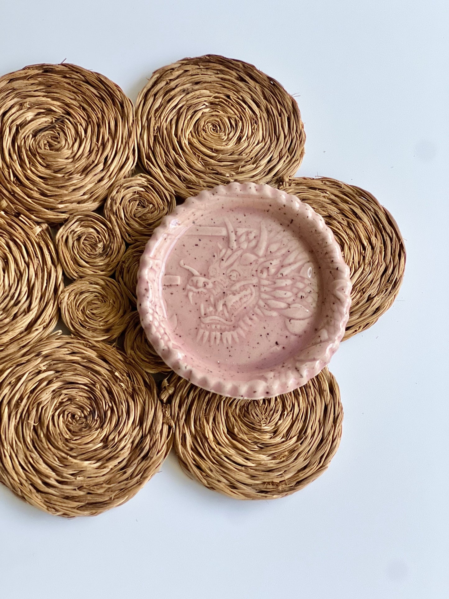 Ceramic Dragon Trinket / Ring Dish (Cherry Blossom)