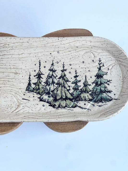 Ceramic Tray (Winter Trees 2pc Set)