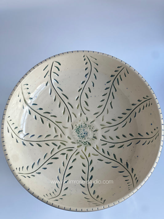 Ceramic Fruit, Pasta Bowl with Vine Carvings