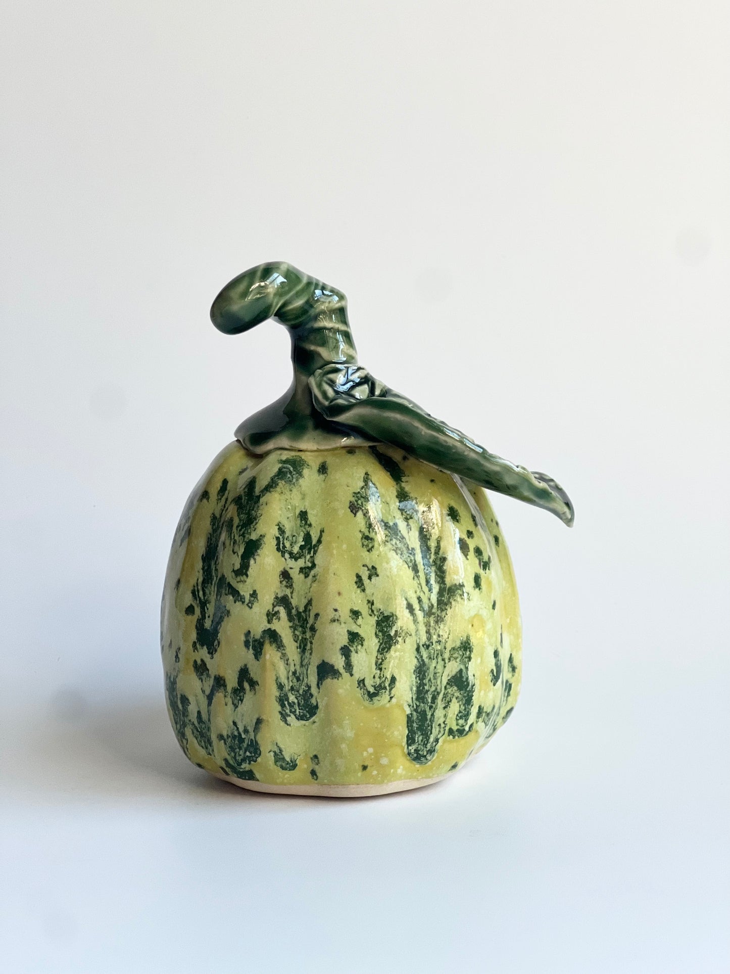 Ceramic Decorative Pumpkin (Lime Shower)