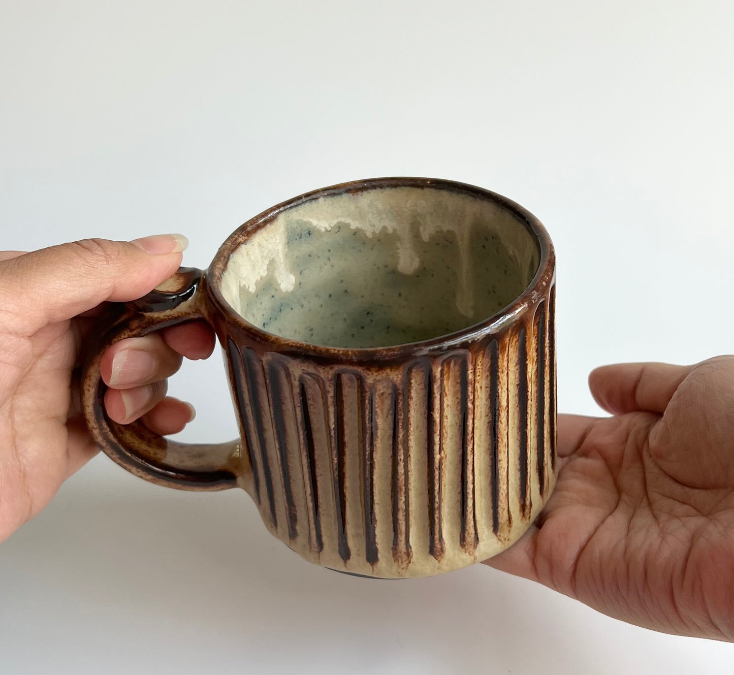 Ceramic Carved Caramel Mug