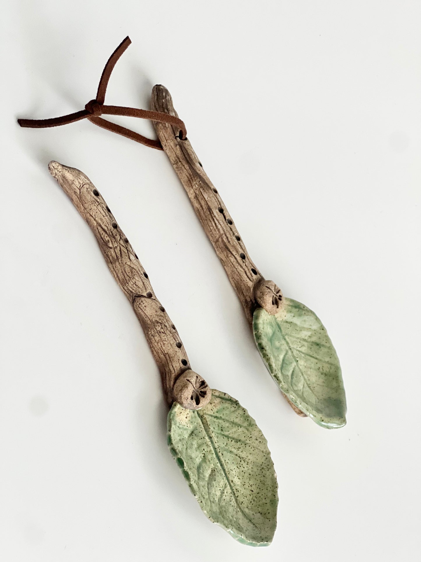 Ceramic Jade Leaf Spoons (Set of 2)