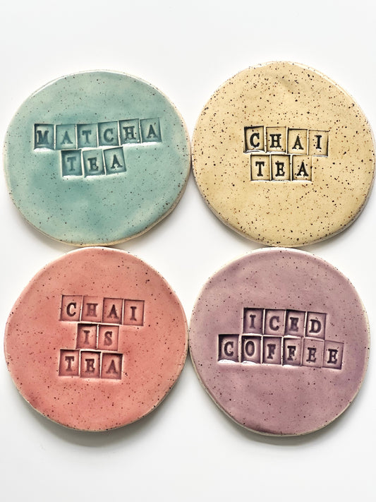 Ceramic Coffee Chai Tea Coasters (Set of 4) (Seconds)