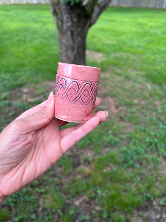 Ceramic Shot Glass (Pink with Amethyst) (S001)