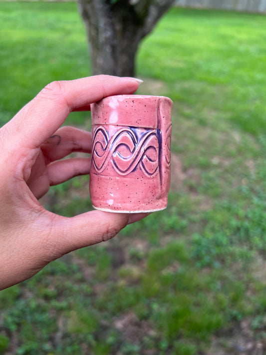 Ceramic Shot Glass (Pink with Amethyst) (S001)