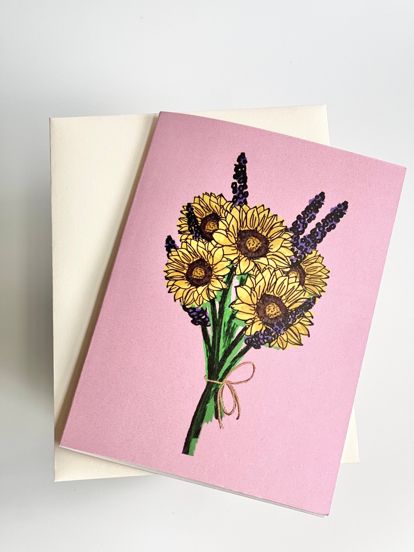 Sunflower Lavender Bouquet Greeting Card (Variety of Colors)