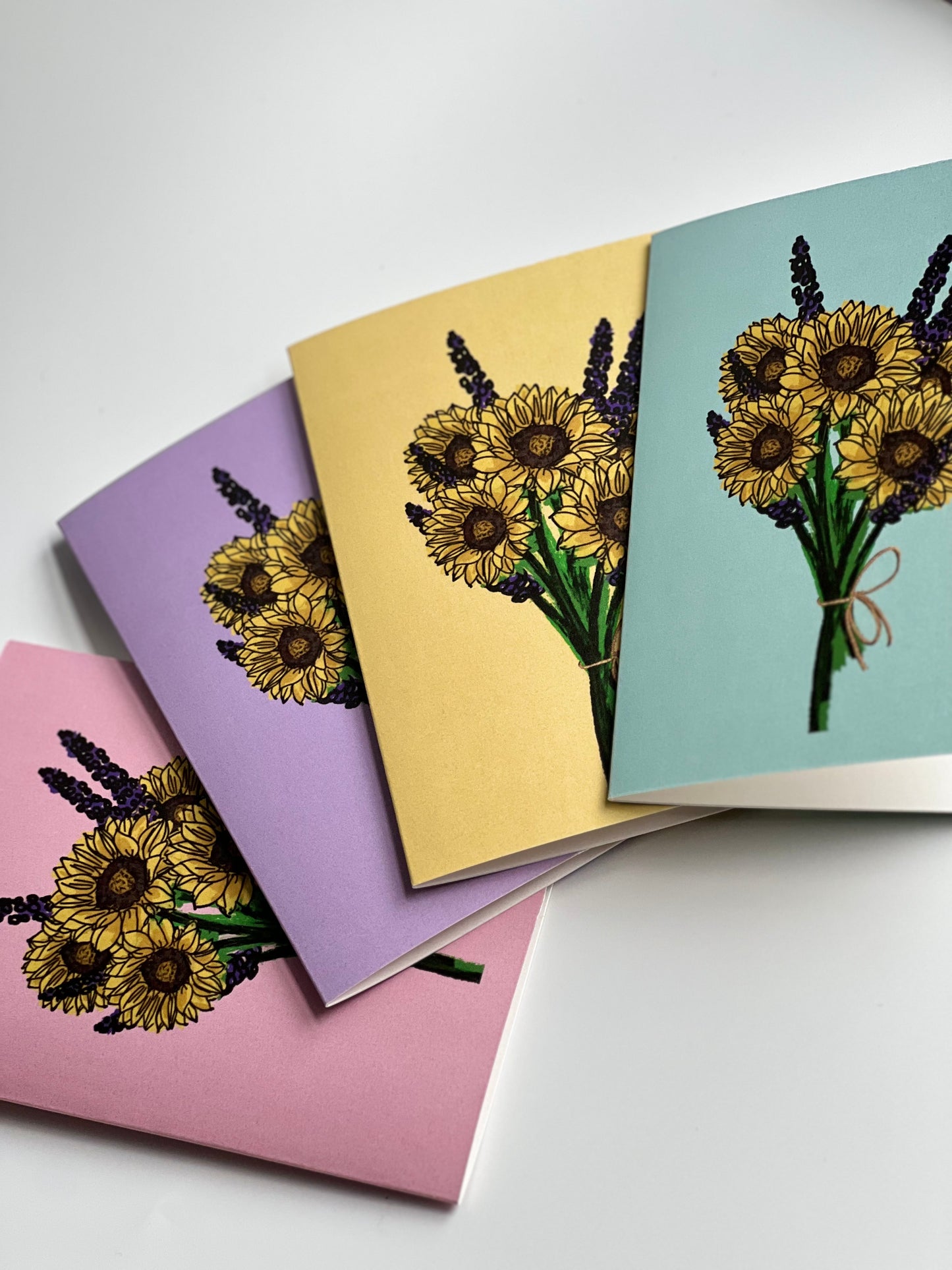 Sunflower Lavender Bouquet Greeting Card (Variety of Colors)