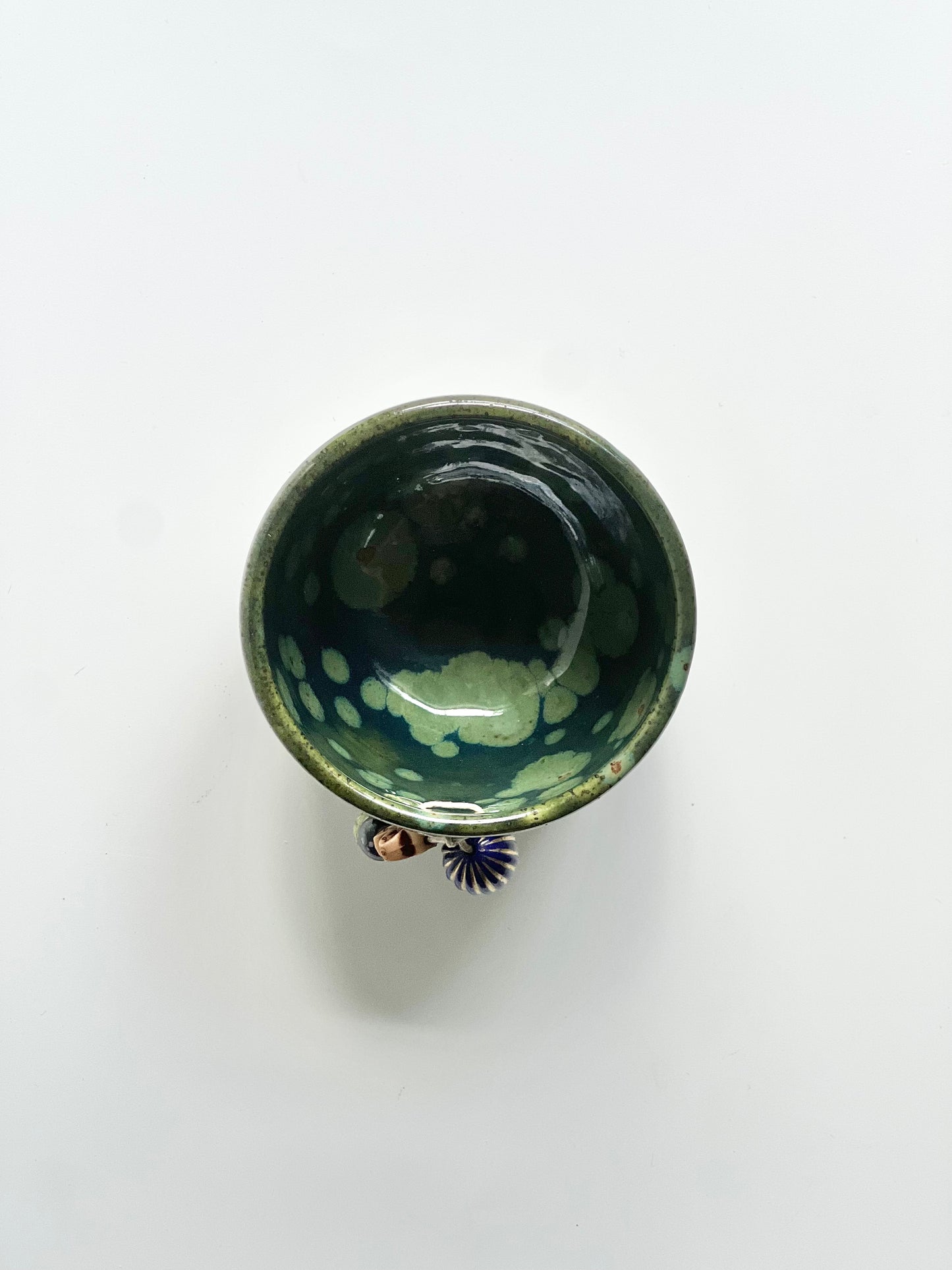 Ceramic Succulent Pot Holder, Decorative Cup (Green Olive Float)
