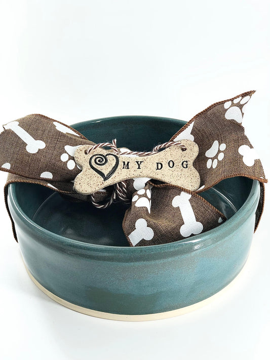 Ceramic Dog Bowl (with decorative dog bone)