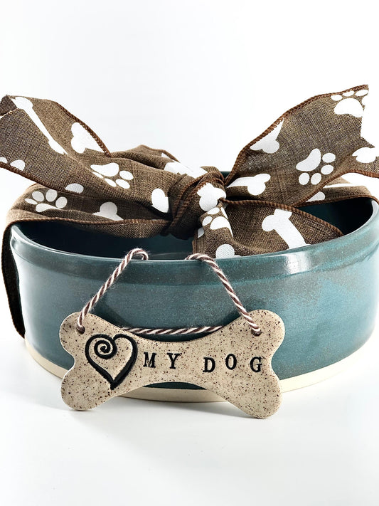 Ceramic Dog Bowl (with decorative dog bone)