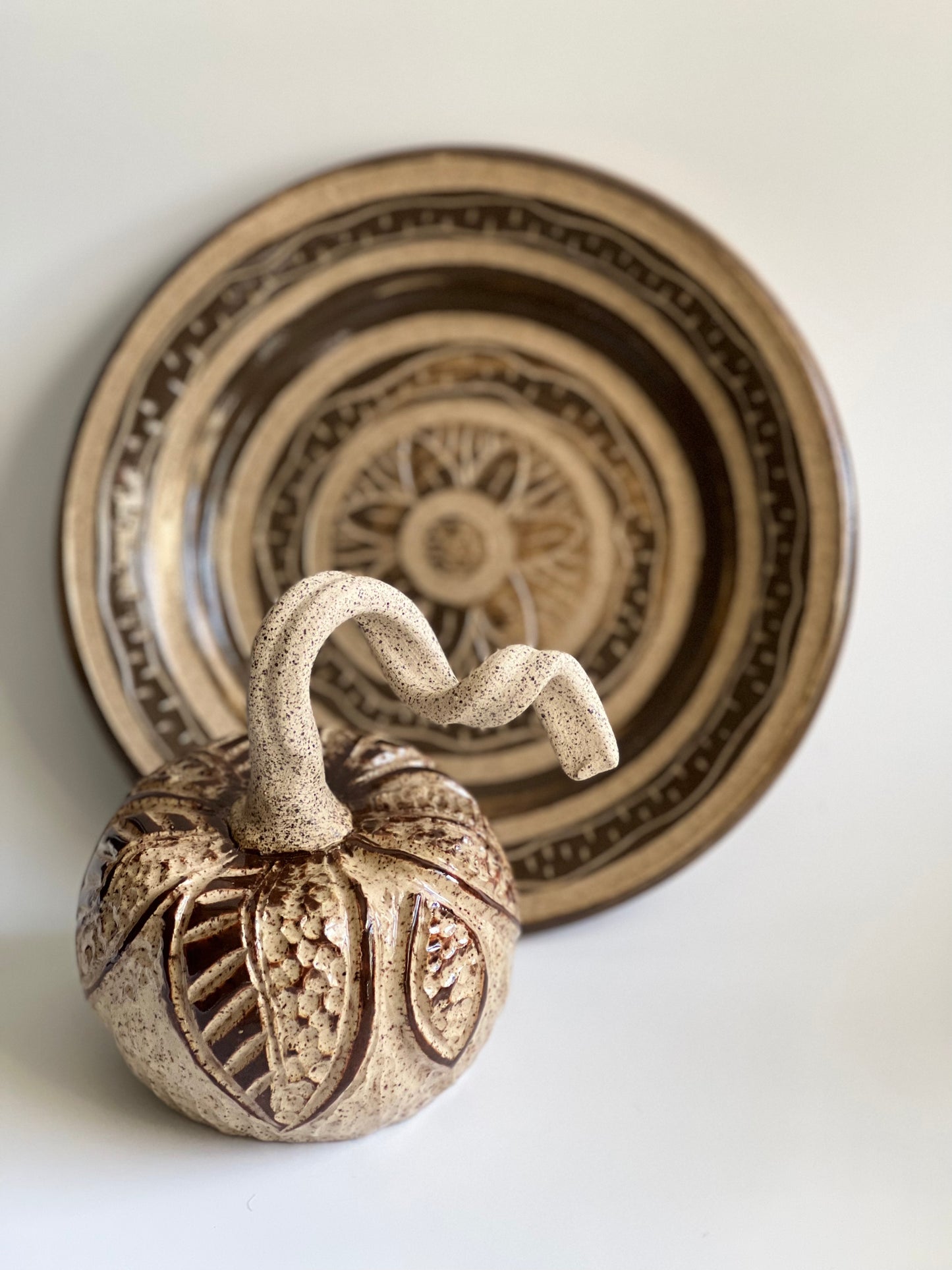 Ceramic Decorative Pumpkin (Sgrafitto)
