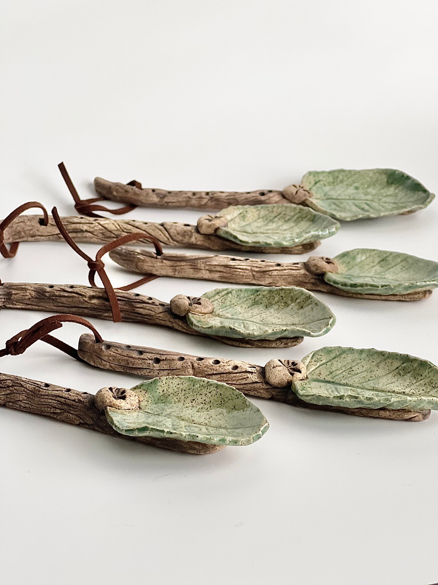 Ceramic Jade Leaf Spoons (Set of 2)
